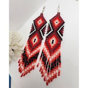 Tribal Earrings Native  Seed Beads Handmade Earring